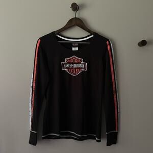 HARLEY DAVIDSON LONG SLEEVE THUMB HOLES & STRIPES Z&M GREENSBURG PA SIZE LARGE